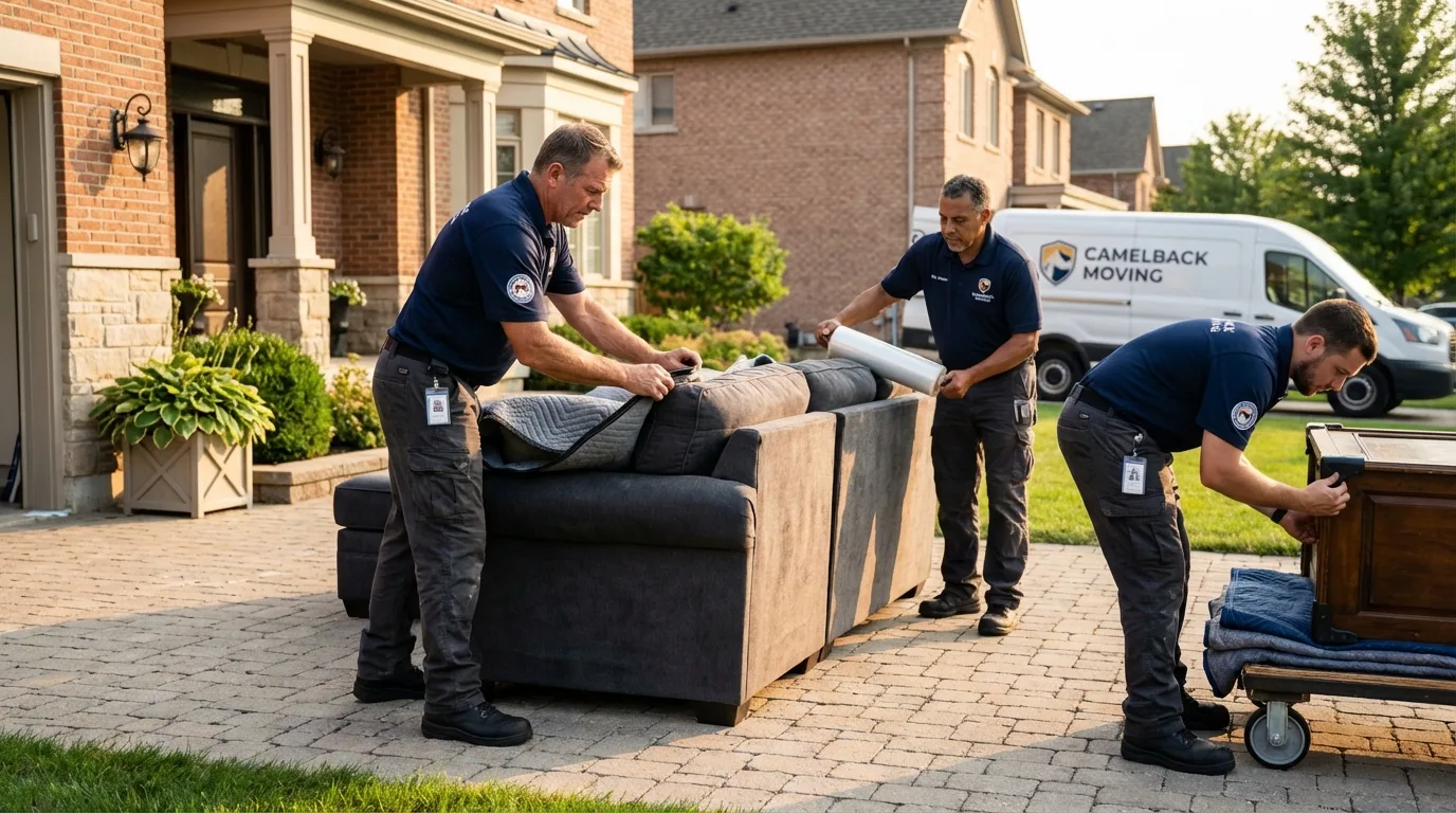Large estate moving crew wrapping furniture in Fort Scott, KS